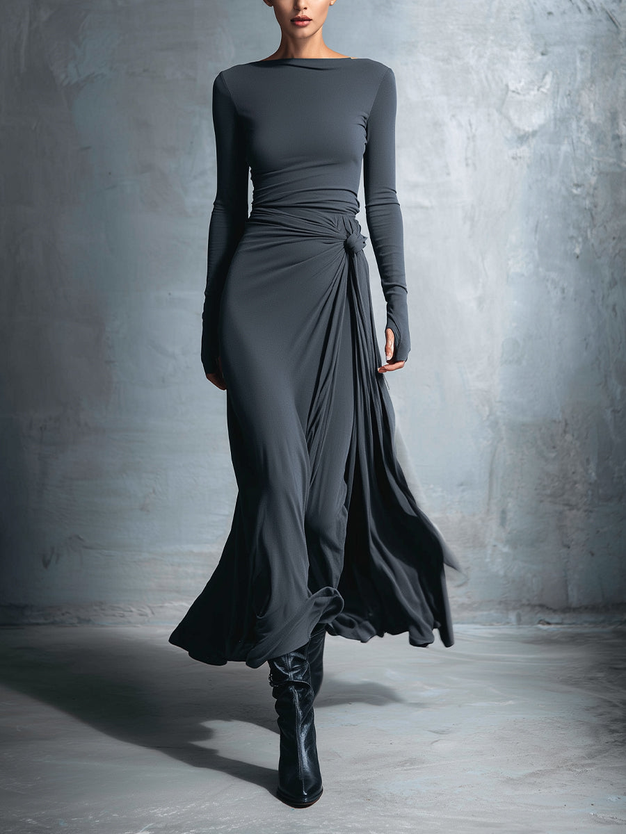 Mildred | Abito Maxi in Jersey con Nodo Laterale