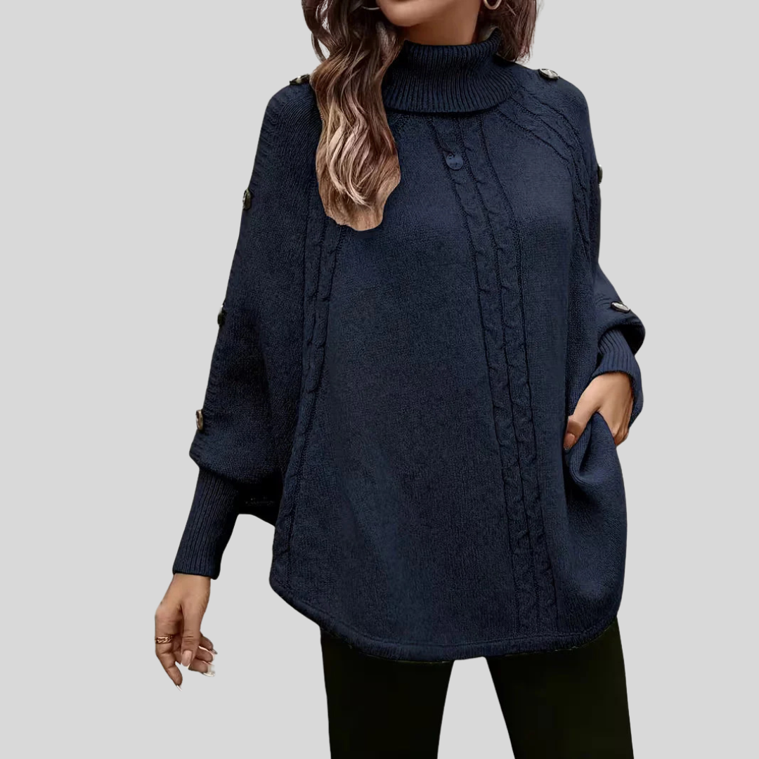 Poncho da donna a collo alto con dettaglio attorcigliato Léa