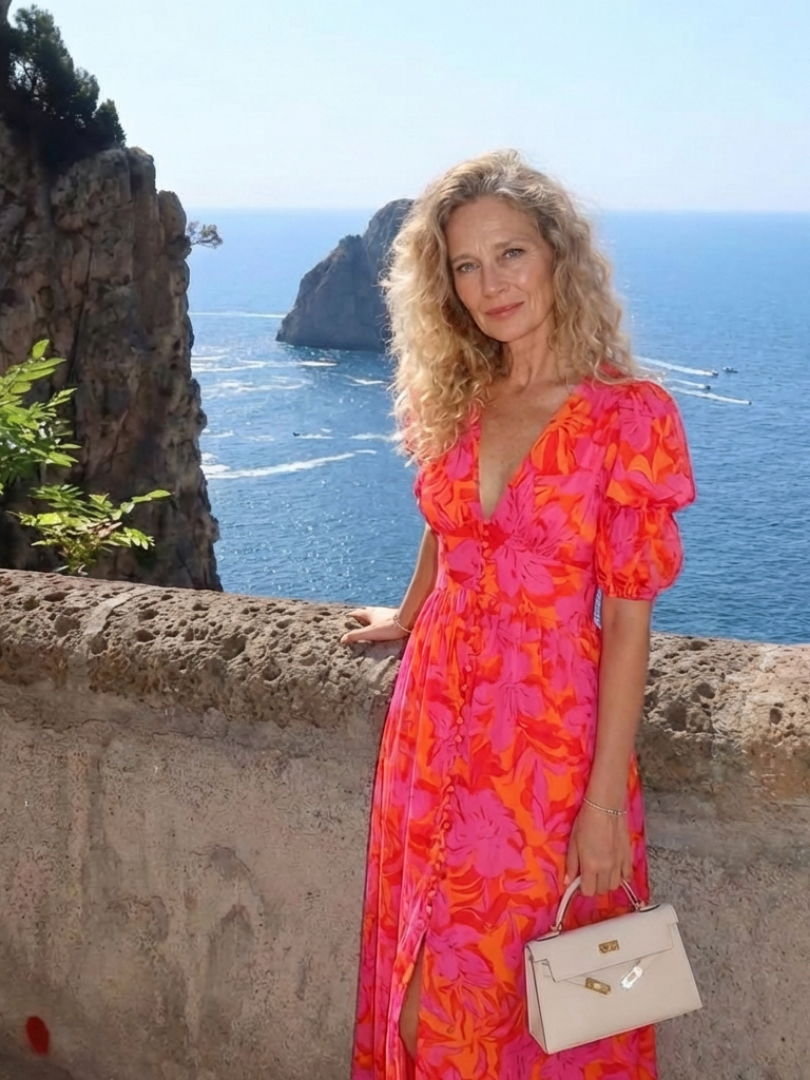 Anna | Abito Midi a V con Maniche a Palloncino