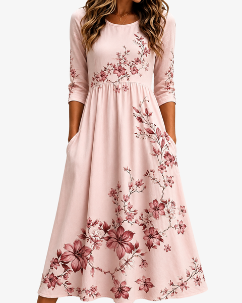 Rose Garden Charm Pocket Midi Dress