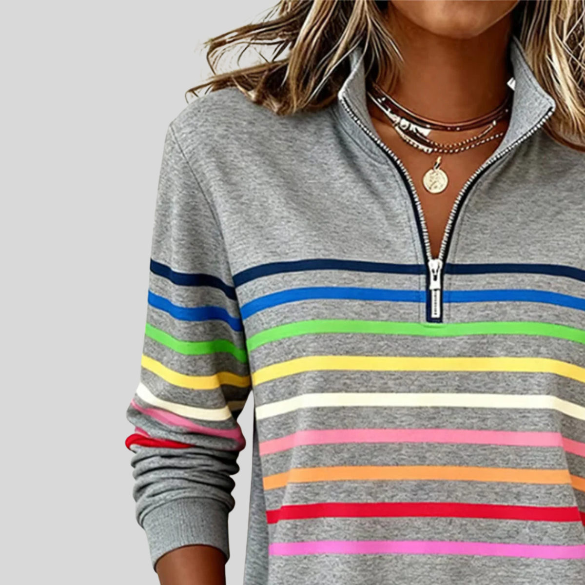 Felpa con cappuccio e zip da donna Nathalie, multicolore
