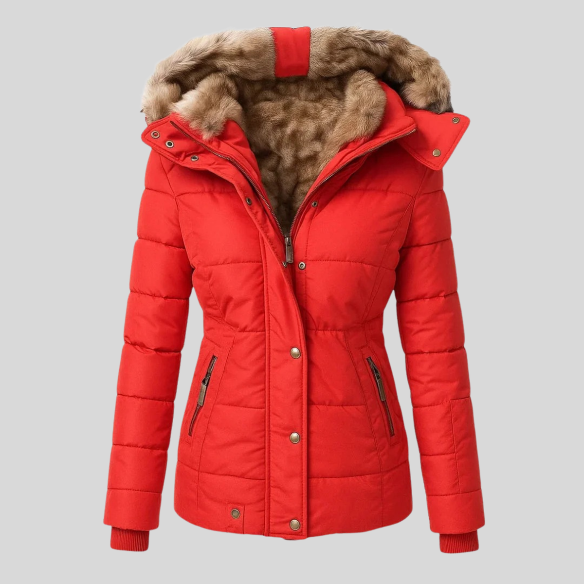Bruna™ | Parka Trapuntato con Cappuccio in Pelliccia Ecologica