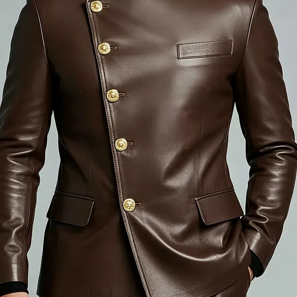 Abito uomo in pelle marrone scuro a due pezzi