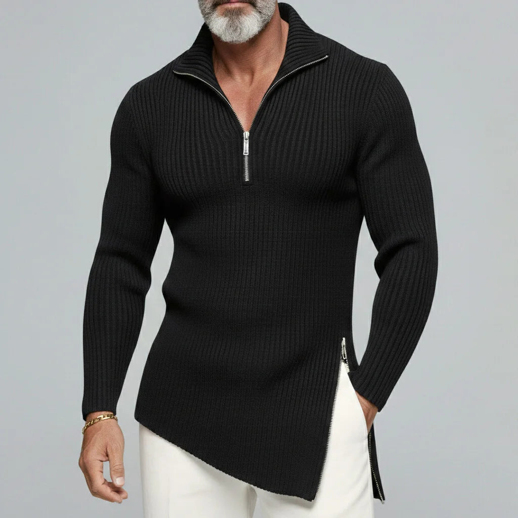 Maestro — Maglia a Coste con Mezza Zip