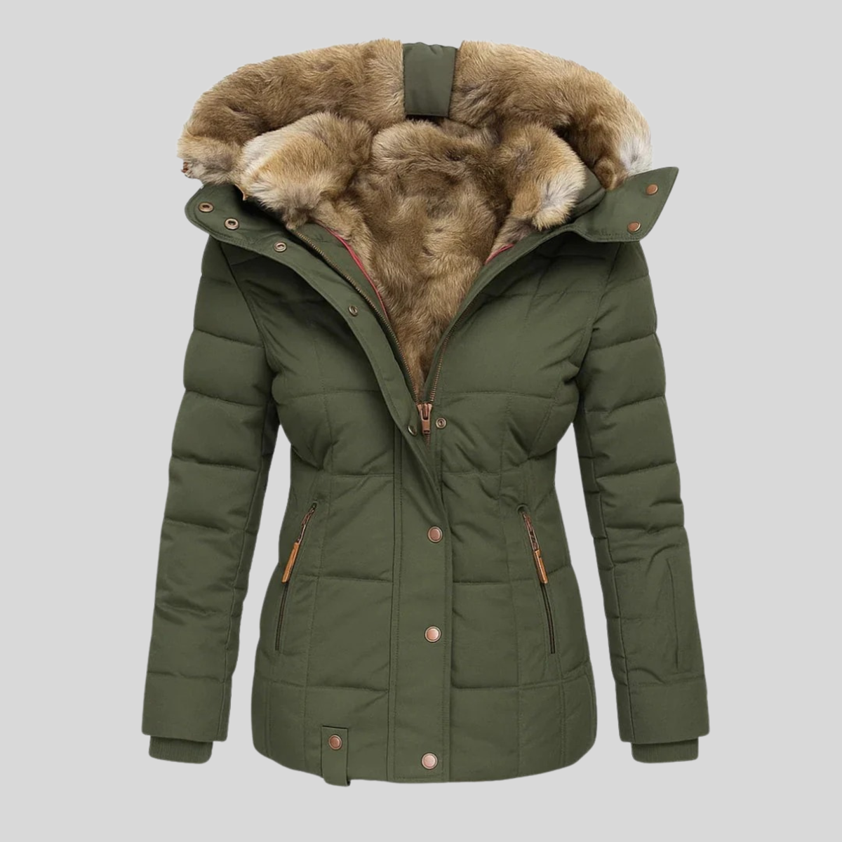 Bruna™ | Parka Trapuntato con Cappuccio in Pelliccia Ecologica