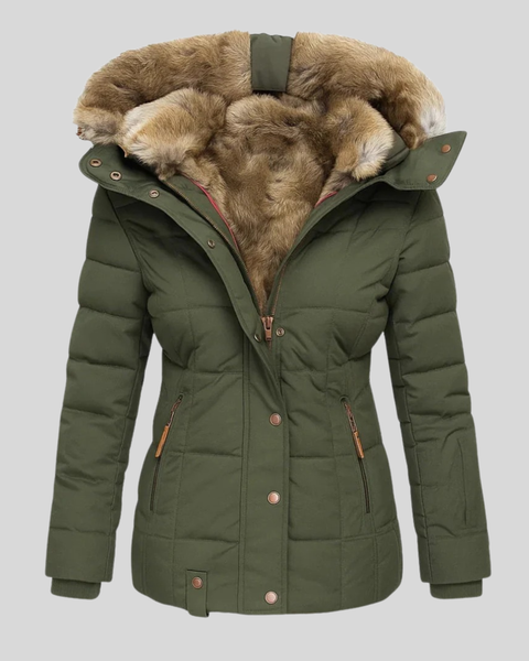 Bruna™ | Parka Trapuntato con Cappuccio in Pelliccia Ecologica