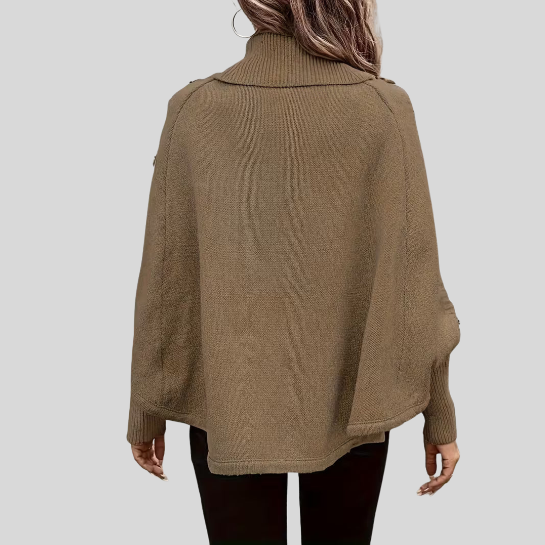 Poncho da donna a collo alto con dettaglio attorcigliato Léa