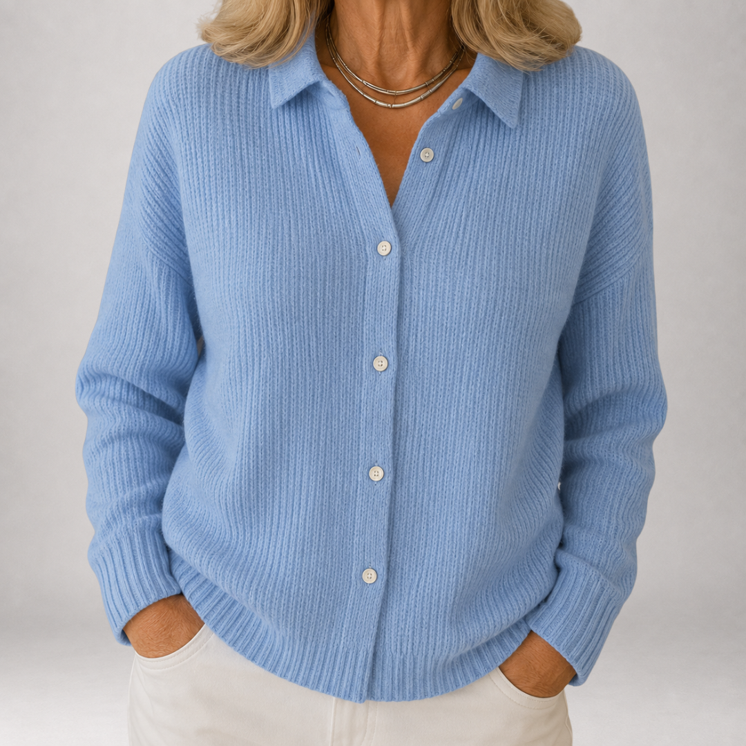 Junia | Cardigan a Maglia con Collo a Coste