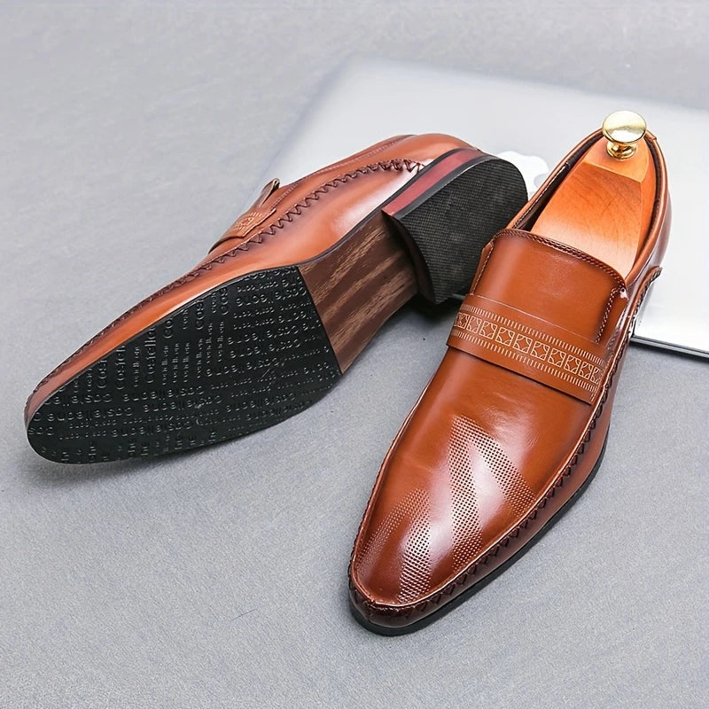 Mocassino Elegante in Pelle – Punta Quadrata Senza Lacci