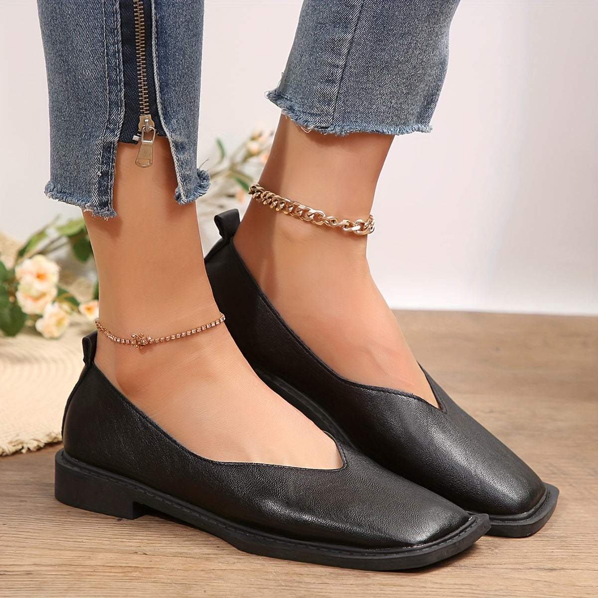 Lavinia™ | Ballerine a Punta Quadrata Scolpite