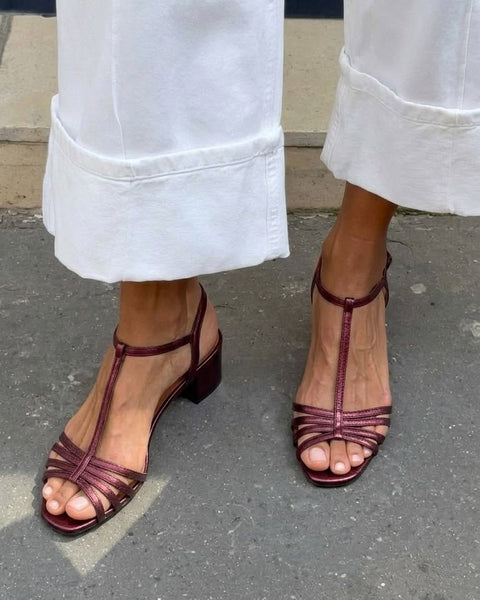 Sandali con tacco metallizzato