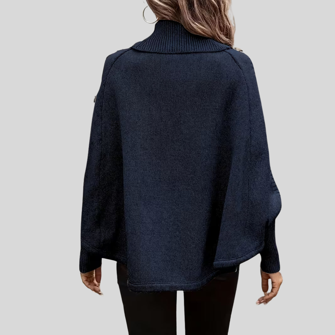 Poncho da donna a collo alto con dettaglio attorcigliato Léa