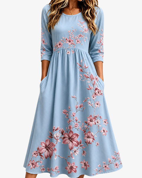 Sky Blossom Weekend Midi Dress