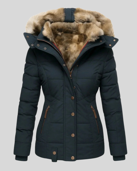 Bruna™ | Parka Trapuntato con Cappuccio in Pelliccia Ecologica