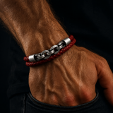 Catene di Fenrir – Bracciale vichingo in pelle e acciaio – immagine 5