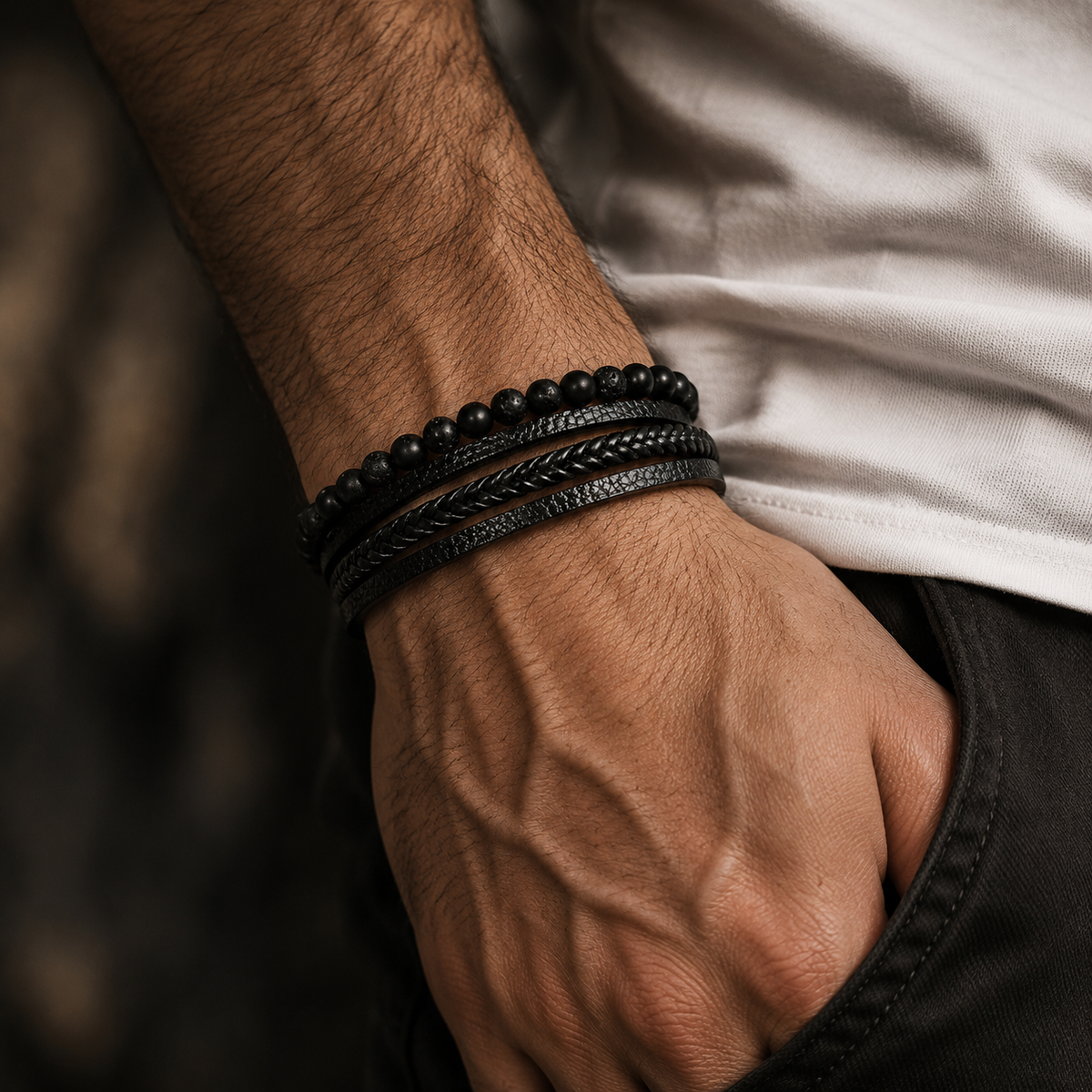 Nomad Stone – Bracciale multistrato con pietre naturali – immagine 2