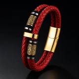 Custode delle Rune – Bracciale in pelle con dettagli dorati – immagine 5