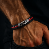 Infinito del Guerriero – Bracciale intrecciato rosso e nero – immagine 2