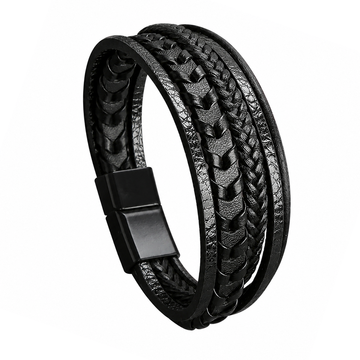 Intreccio di Ferro – Bracciale multistrato in pelle – immagine 6
