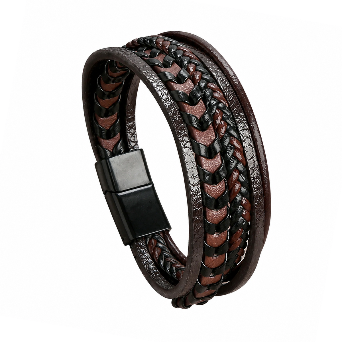 Intreccio di Ferro – Bracciale multistrato in pelle – immagine 8