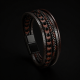 Intreccio di Ferro – Bracciale multistrato in pelle – immagine 1
