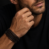 Intreccio di Ferro – Bracciale multistrato in pelle – immagine 2