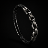Catena Nordica – Bracciale in pelle e acciaio – immagine 1