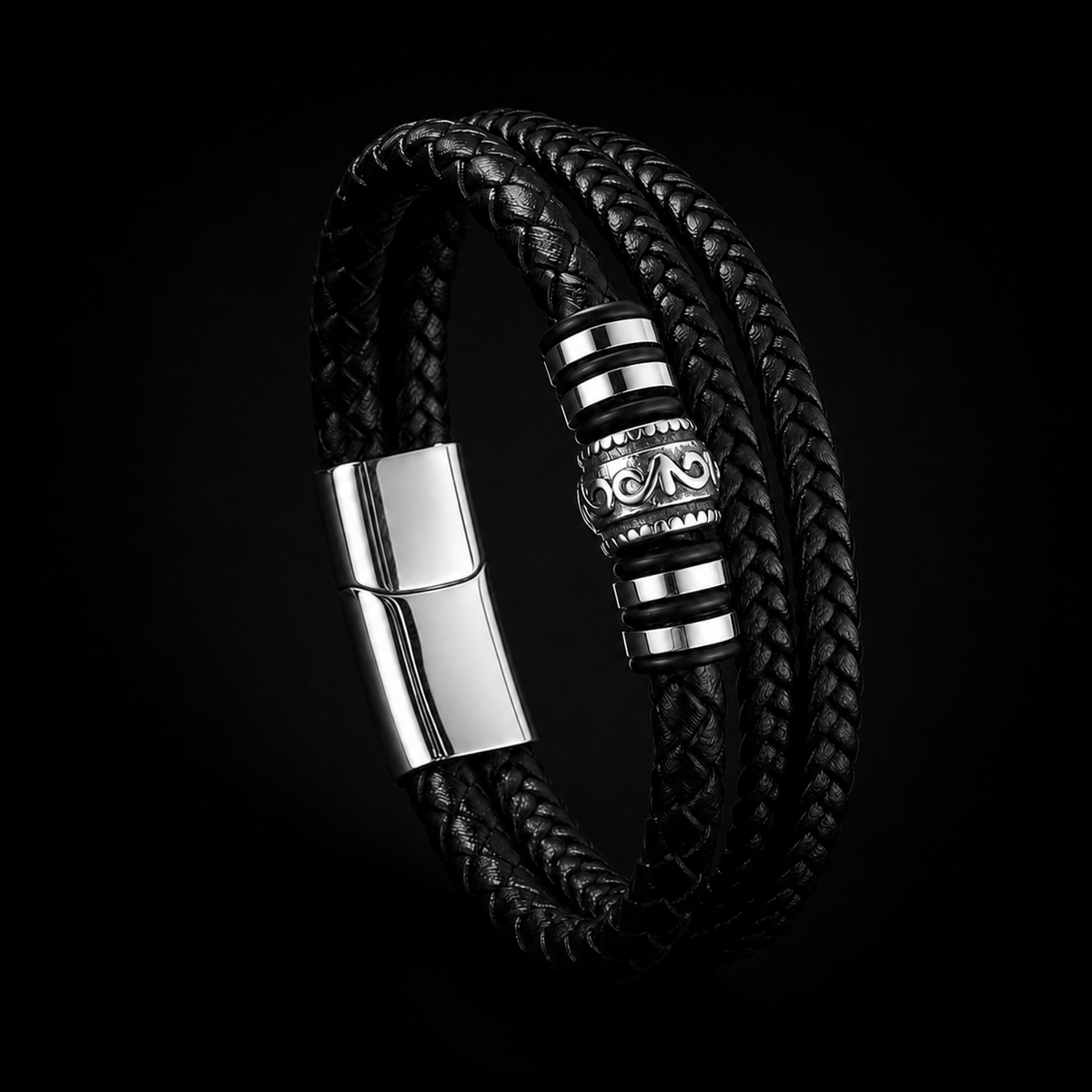 Forza del Valhalla – Bracciale a triplo strato in pelle – immagine 1