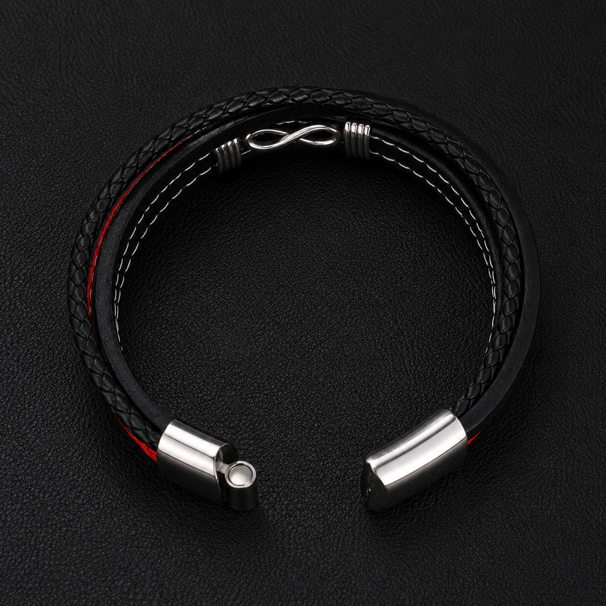Infinito del Guerriero – Bracciale intrecciato rosso e nero – immagine 5