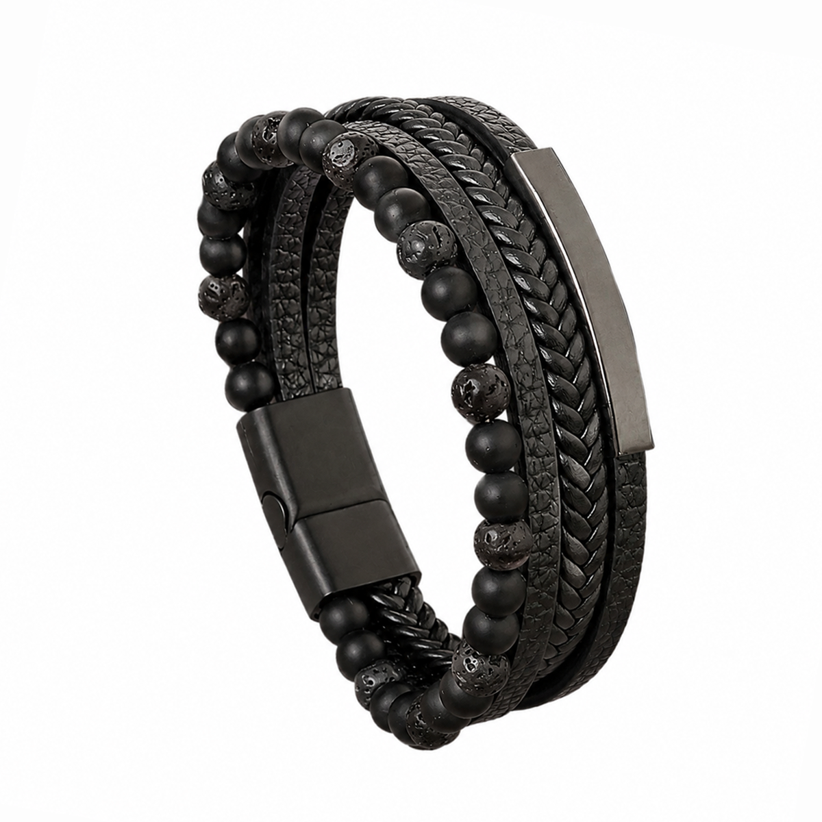 Blackstone Creed – Bracciale in pelle e pietre naturali – immagine 9