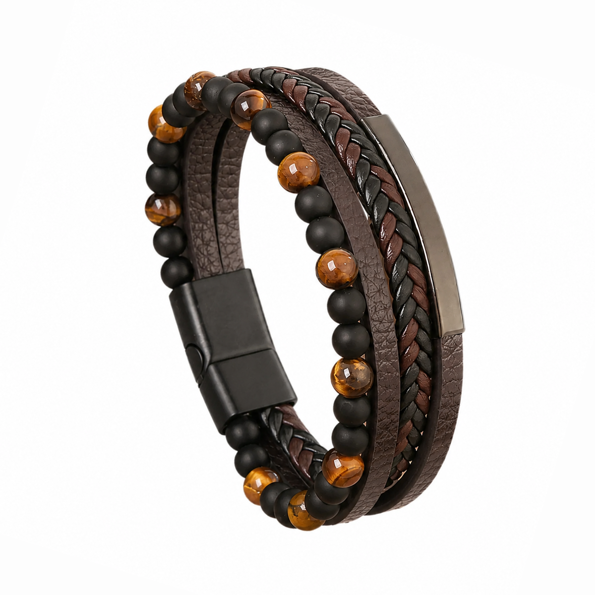 Blackstone Creed – Bracciale in pelle e pietre naturali – immagine 10