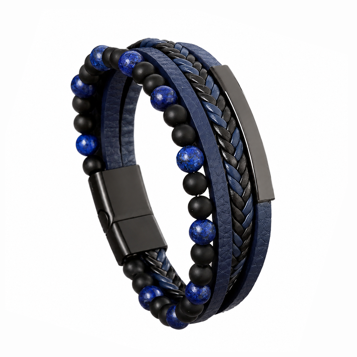 Blackstone Creed – Bracciale in pelle e pietre naturali – immagine 8