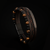 Blackstone Creed – Bracciale in pelle e pietre naturali – immagine 1