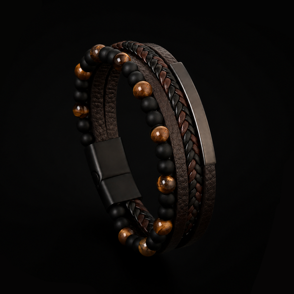 Blackstone Creed – Bracciale in pelle e pietre naturali – immagine 1