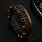 Blackstone Creed – Bracciale in pelle e pietre naturali – immagine 4