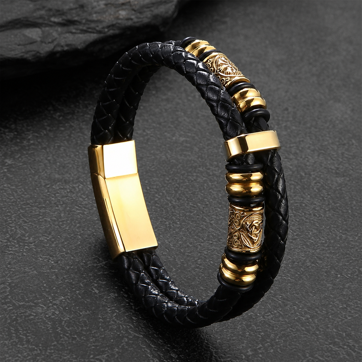 Vegvisir – Bracciale in pelle con bussola e nodo celtico – immagine 12