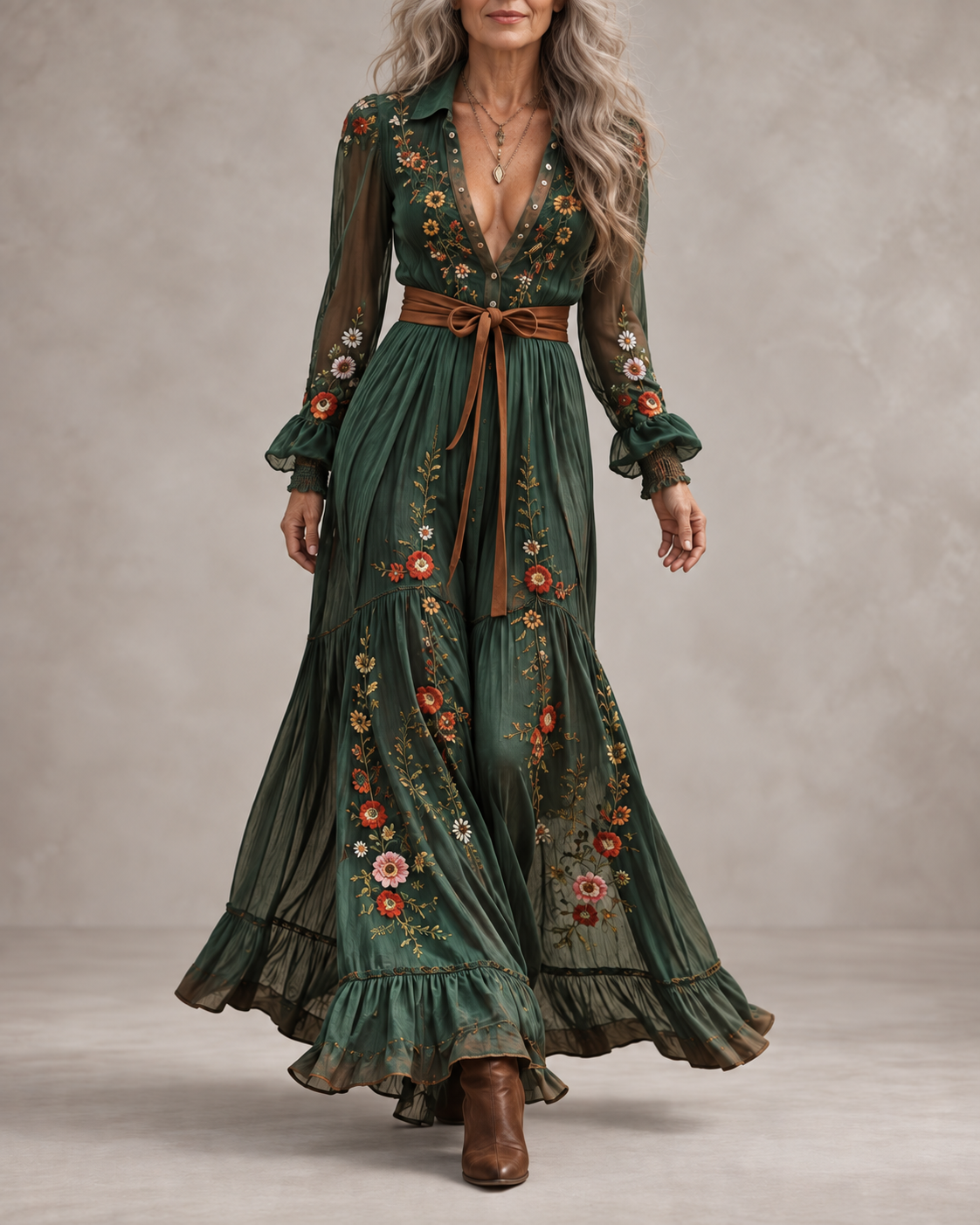 ALINA SOLEIL | ABITO MAXI BOHO ROMANTICO