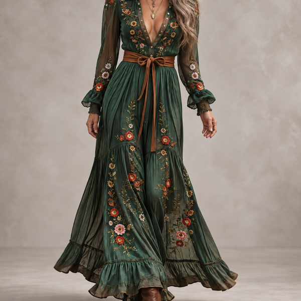 ALINA SOLEIL | ABITO MAXI BOHO ROMANTICO