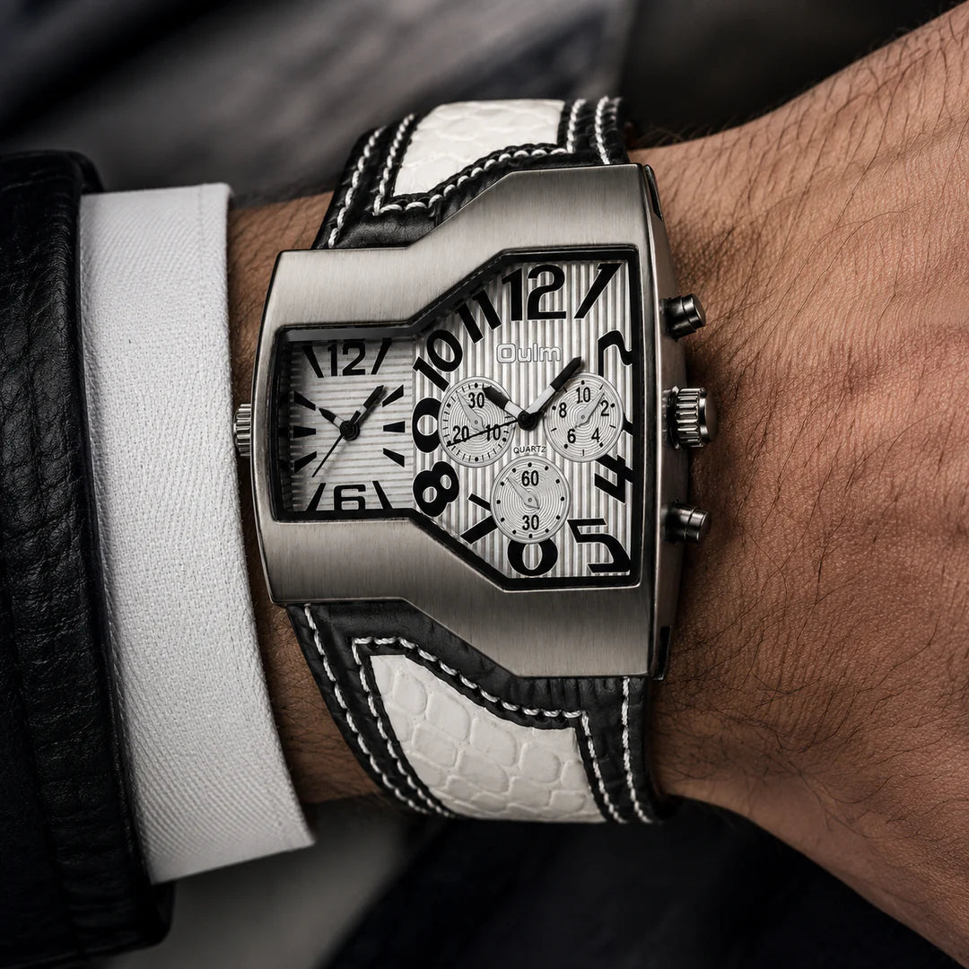 Orologio Doppio Fuso in Acciaio e Pelle — Edizione Limitata