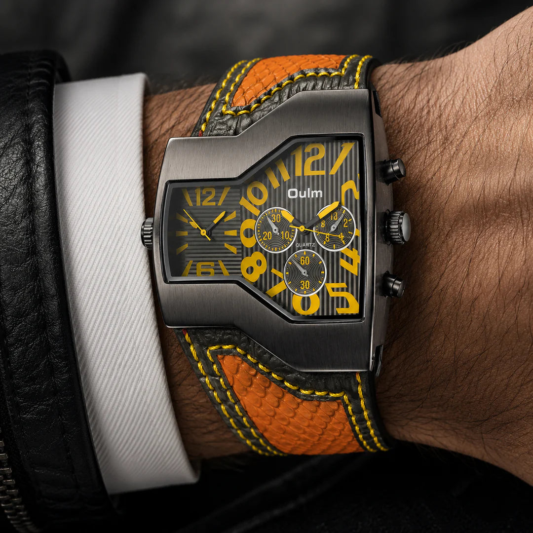 Orologio Doppio Fuso in Acciaio e Pelle — Edizione Limitata