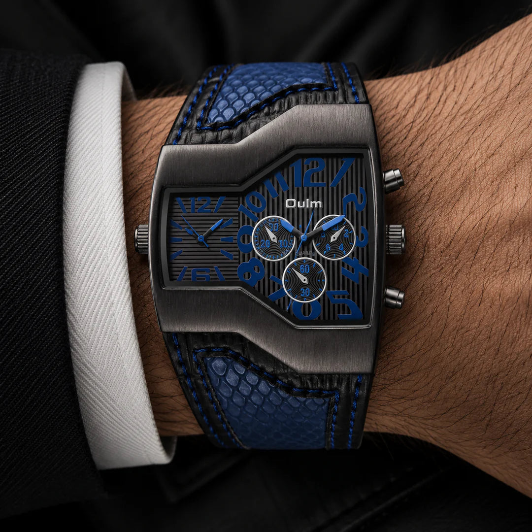 Orologio Doppio Fuso in Acciaio e Pelle — Edizione Limitata