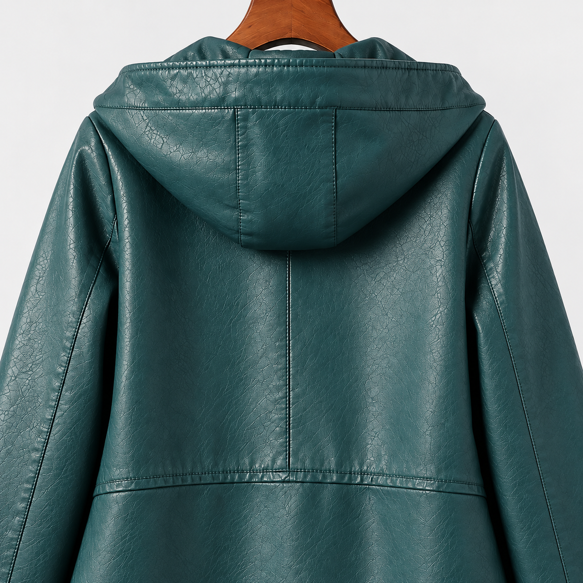 Giacca con Cappuccio in Vera Pelle Avana