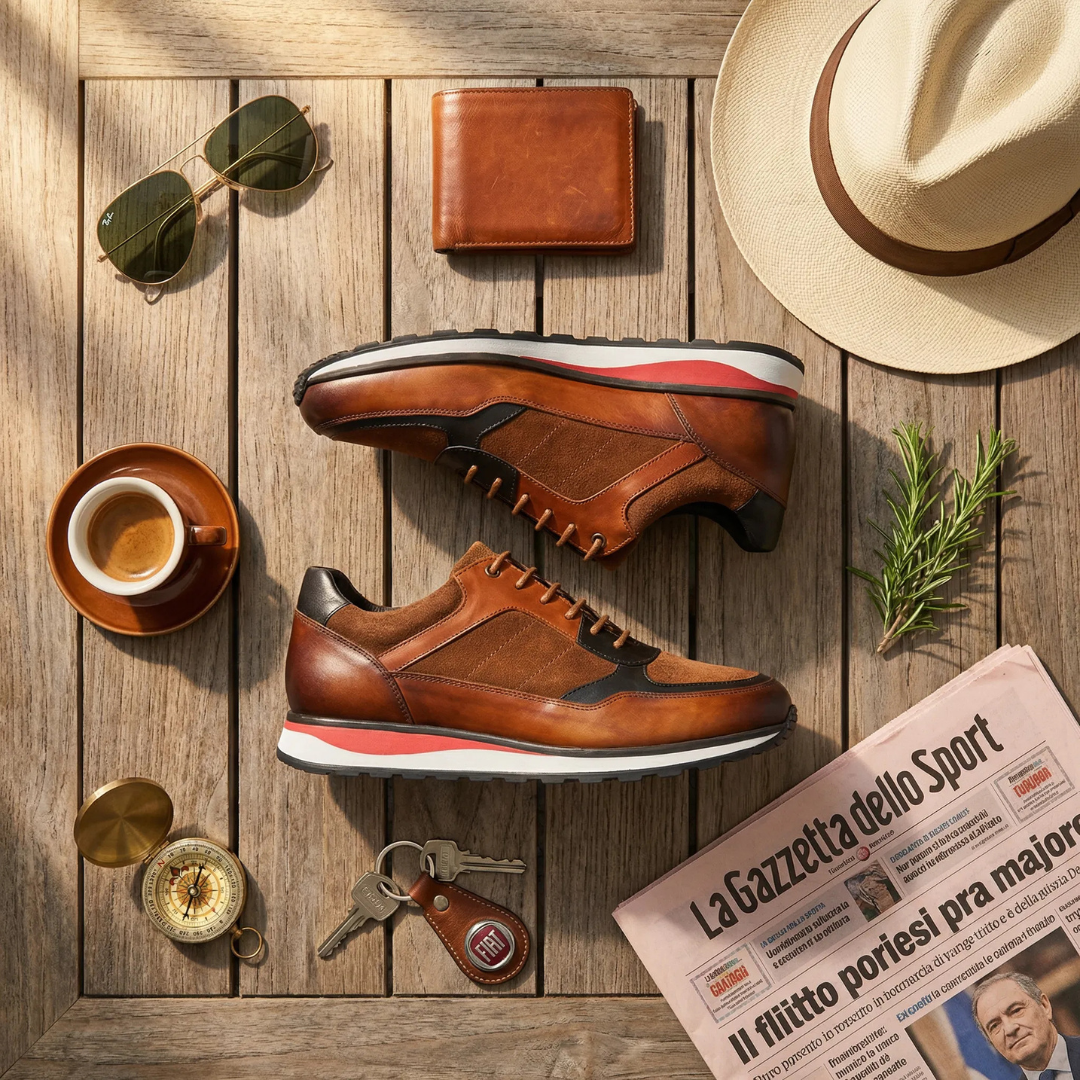 Stefano — Sneaker in pelle e camoscio