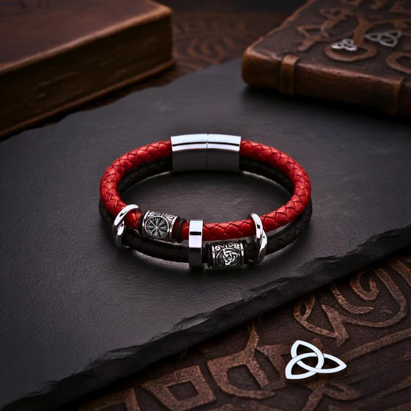 Intreccio del Destino – Bracciale con Vegvisir e nodo celtico – immagine 4