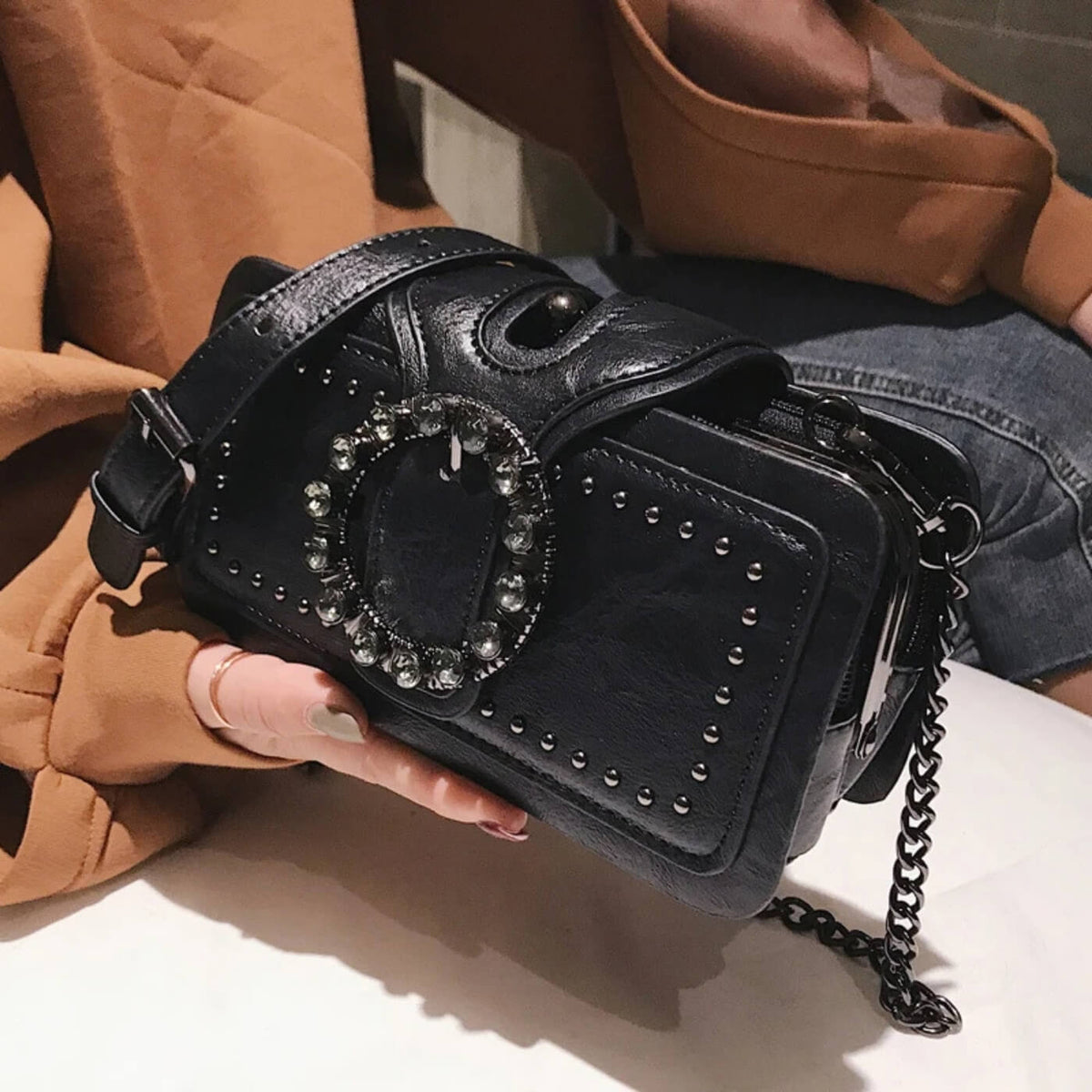 Borsa a Clutch con Borchie di Margherita