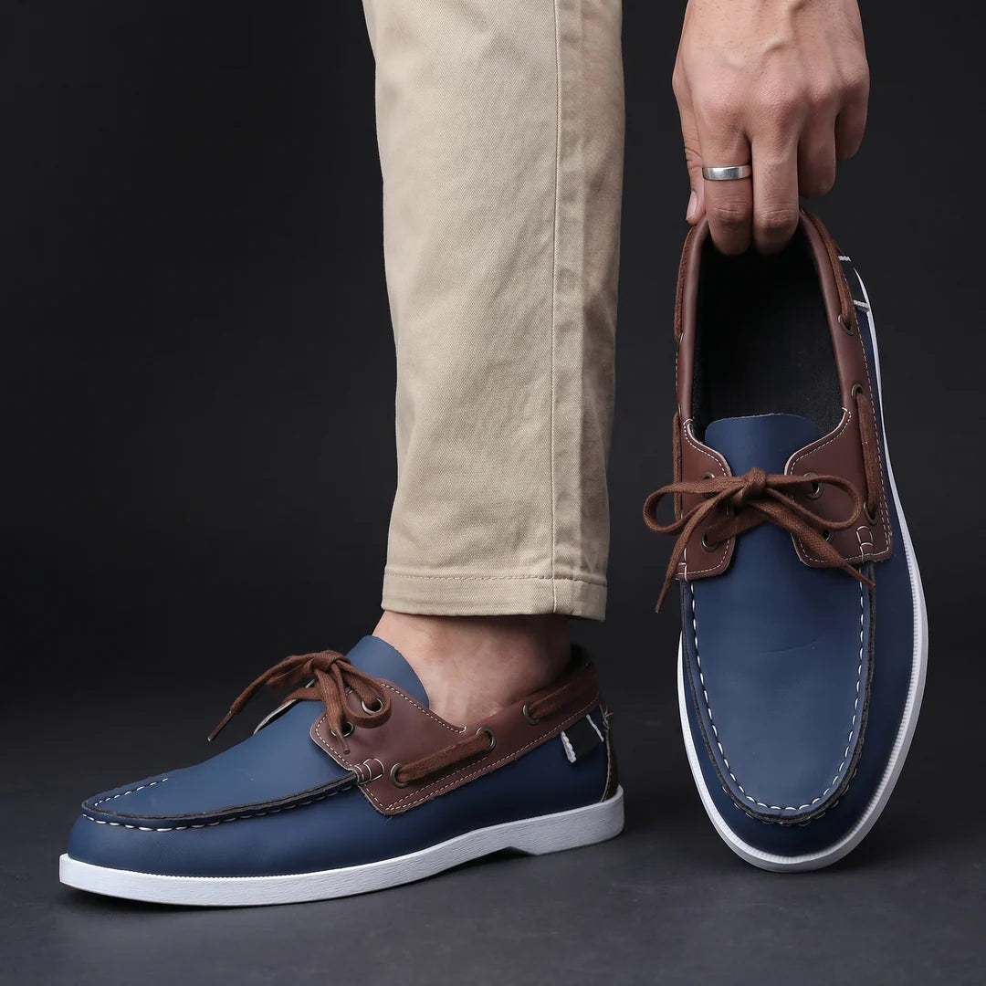 Scarpa Nautica in Pelle Bicolore – Suola Comfort