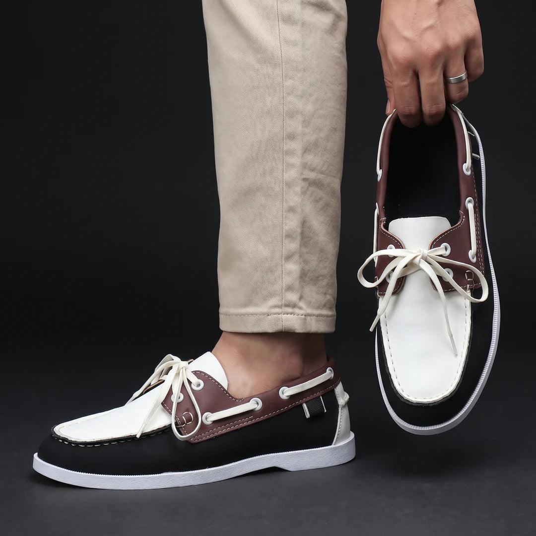Scarpa Nautica in Pelle Bicolore – Suola Comfort