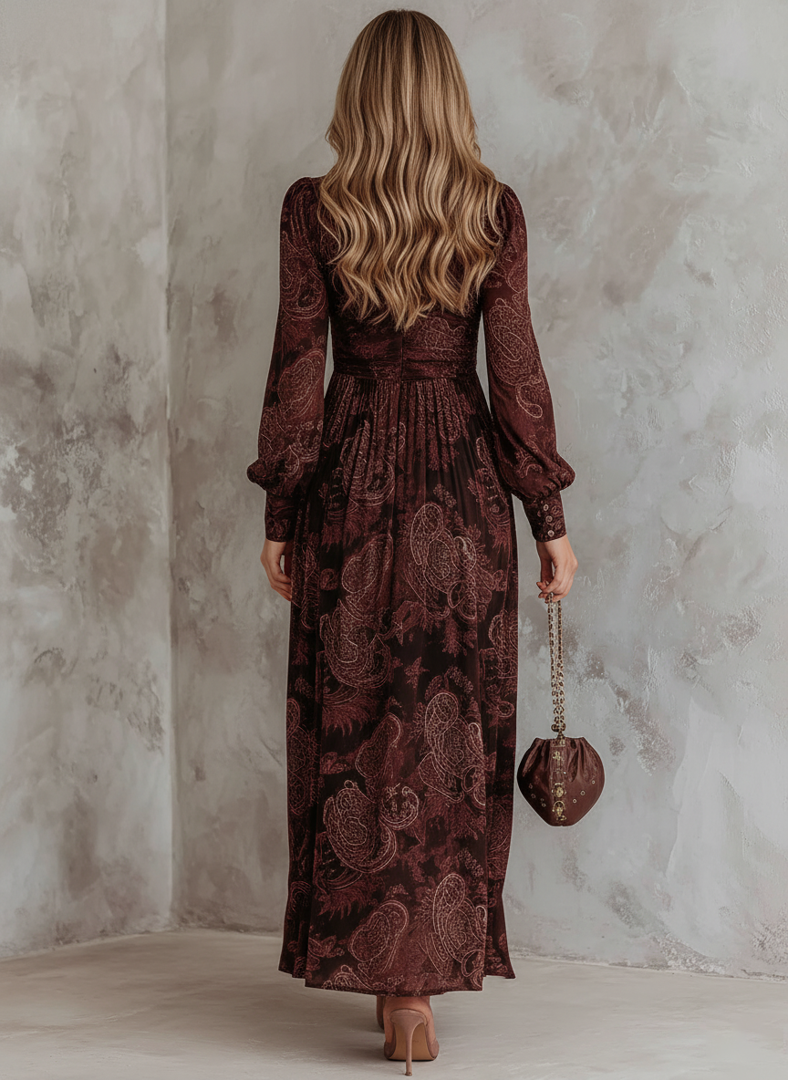 ELOISE | ABITO MAXI CON ZIP IN VITA PAISLEY