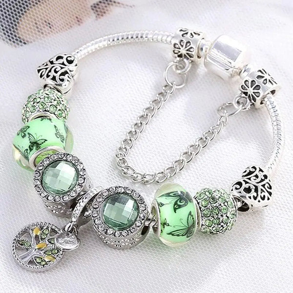 Bracciale chic in argento con cristallo verde