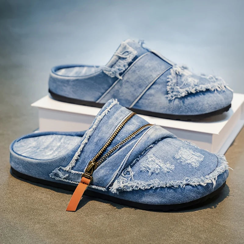 Dario — Pantofole in Denim Strappato
